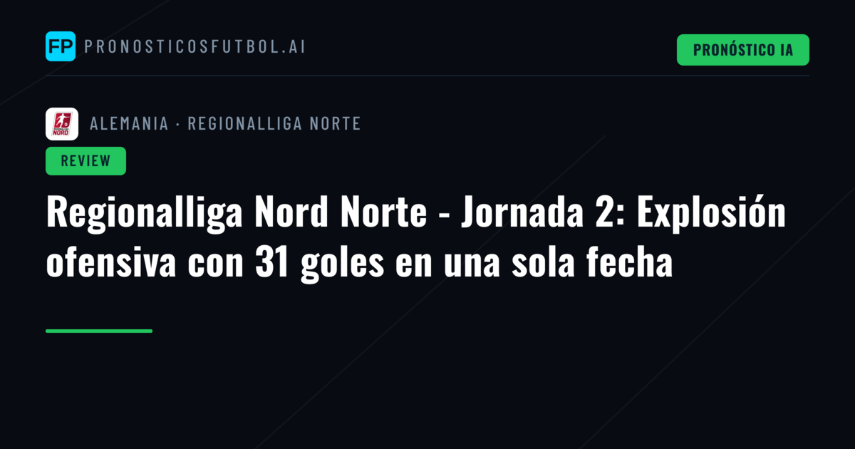Regionalliga Nord Norte - Jornada 2: Explosión ofensiva con 31 goles en una sola fecha