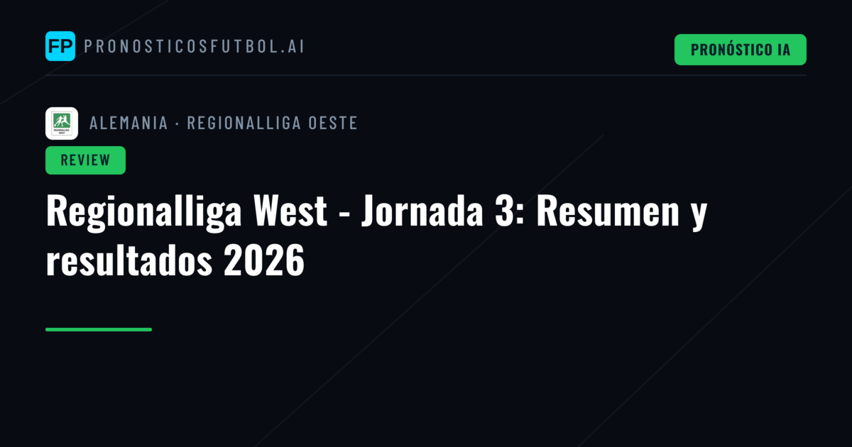 Regionalliga West - Jornada 3: Resumen y resultados 2026