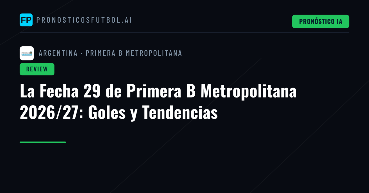 La Fecha 29 de Primera B Metropolitana 2026/27: Goles y Tendencias