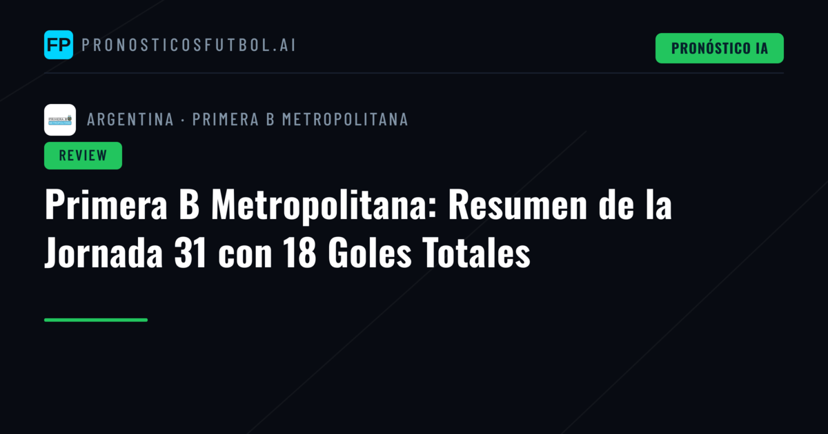 Primera B Metropolitana: Resumen de la Jornada 31 con 18 Goles Totales
