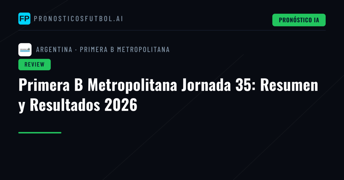 Primera B Metropolitana Jornada 35: Resumen y Resultados 2026