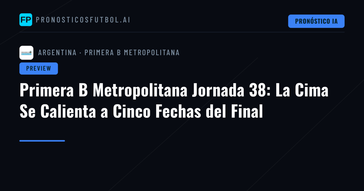 Primera B Metropolitana Jornada 38: La Cima Se Calienta a Cinco Fechas del Final