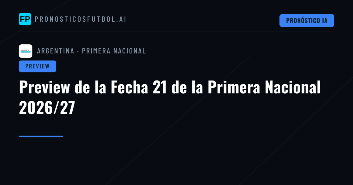 Preview de la Fecha 21 de la Primera Nacional 2026/27