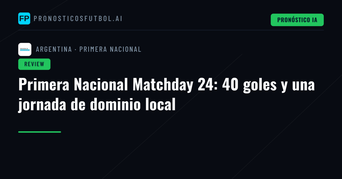 Primera Nacional Matchday 24: 40 goles y una jornada de dominio local