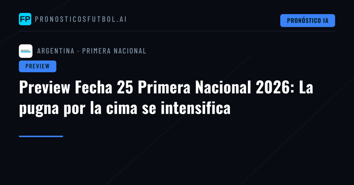 Preview Fecha 25 Primera Nacional 2026: La pugna por la cima se intensifica