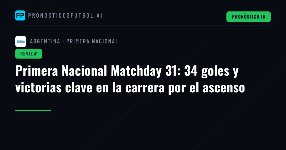 Primera Nacional Matchday 31: 34 goles y victorias clave en la carrera por el ascenso