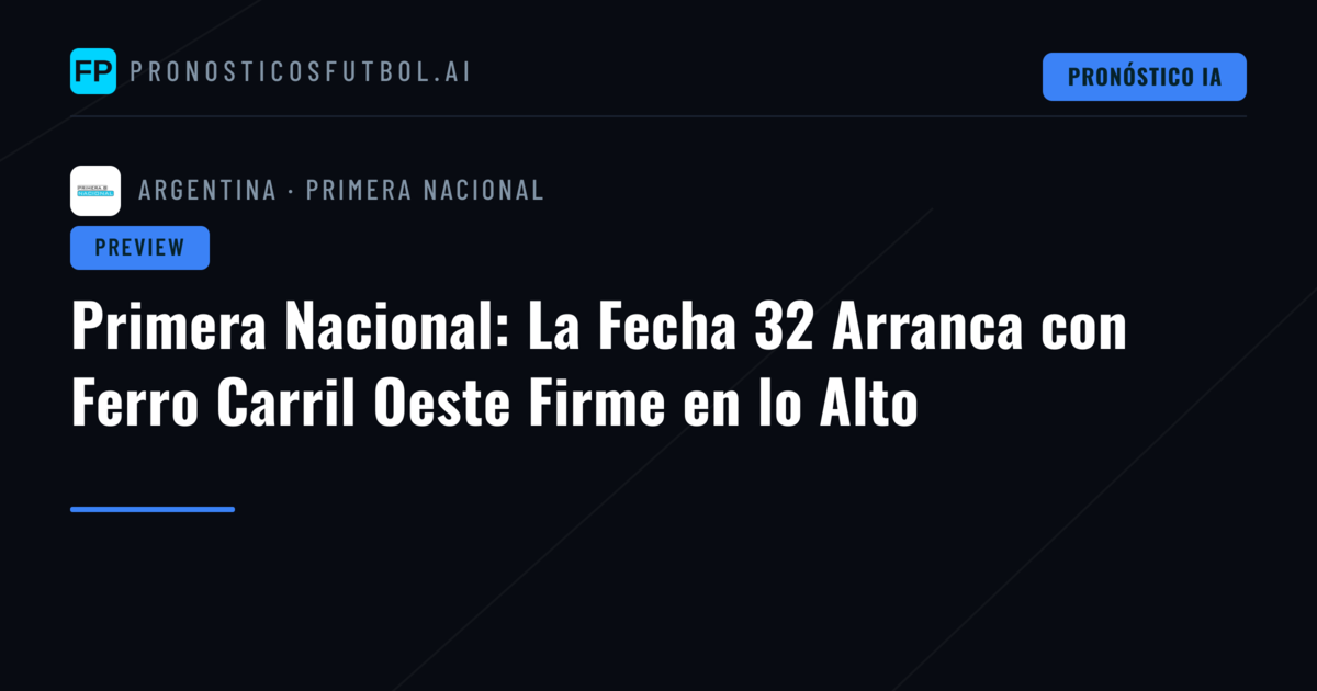 Primera Nacional: La Fecha 32 Arranca con Ferro Carril Oeste Firme en lo Alto