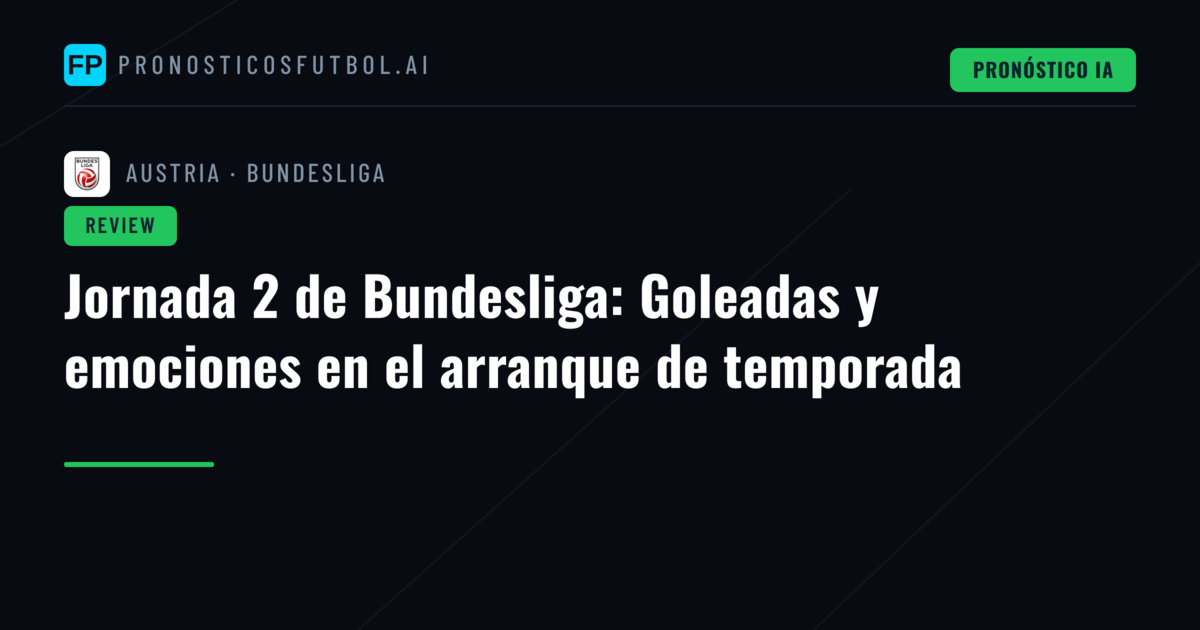 Jornada 2 de Bundesliga: Goleadas y emociones en el arranque de temporada