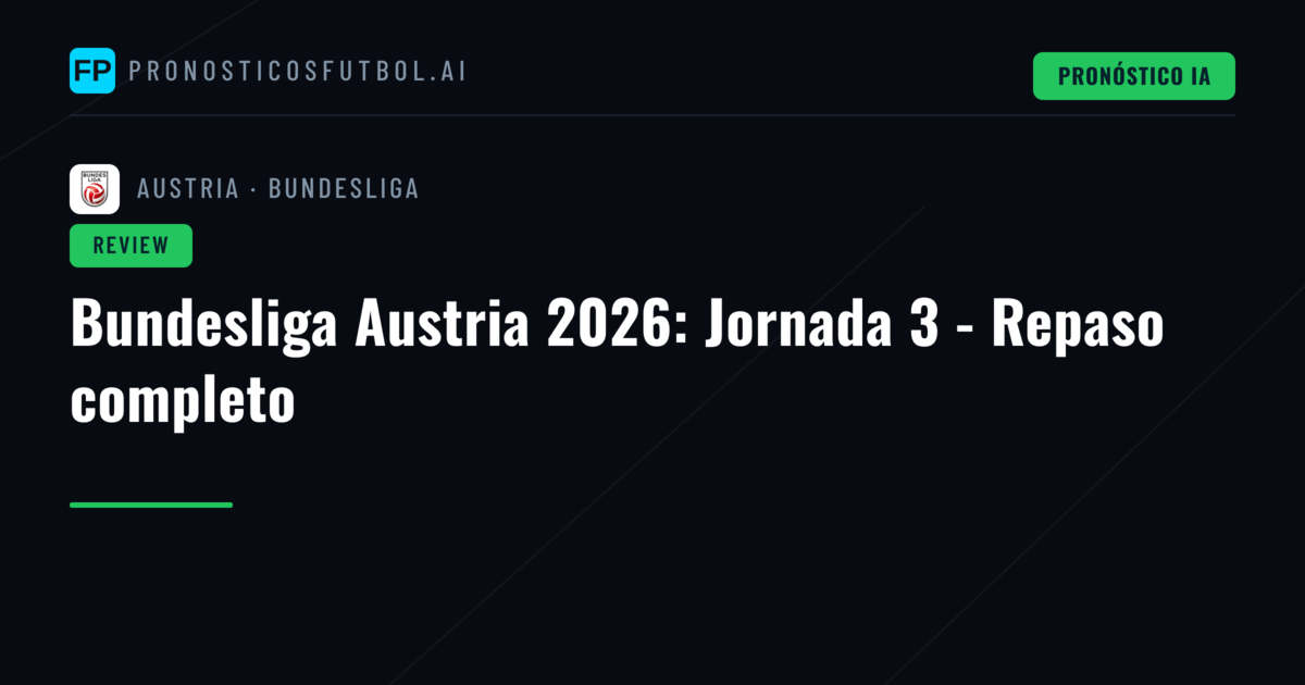 Bundesliga Austria 2026: Jornada 3 - Repaso completo