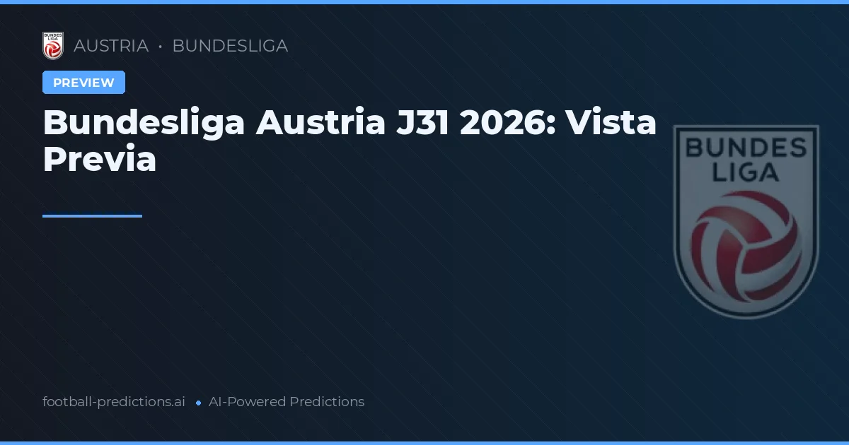 Bundesliga Austria J31 2026: Vista Previa