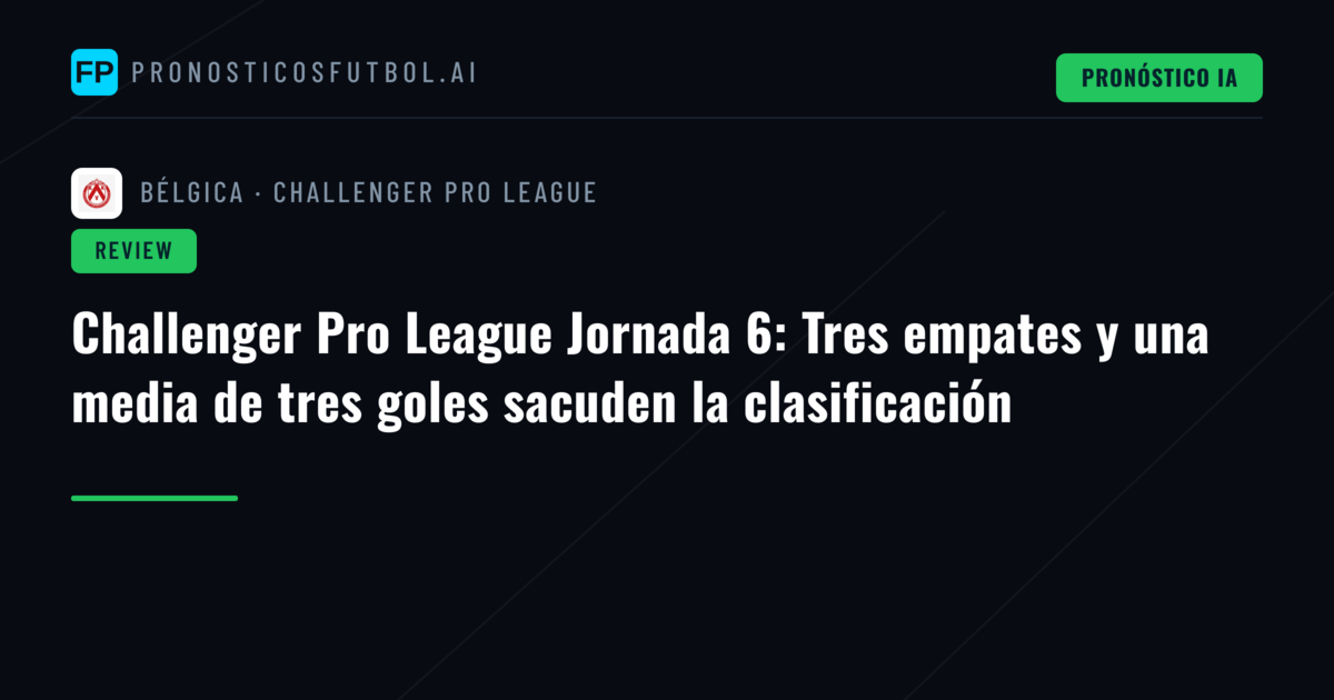 Challenger Pro League Jornada 6: Tres empates y una media de tres goles sacuden la clasificación