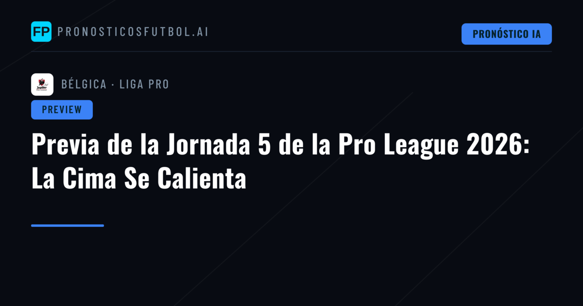 Previa de la Jornada 5 de la Pro League 2026: La Cima Se Calienta