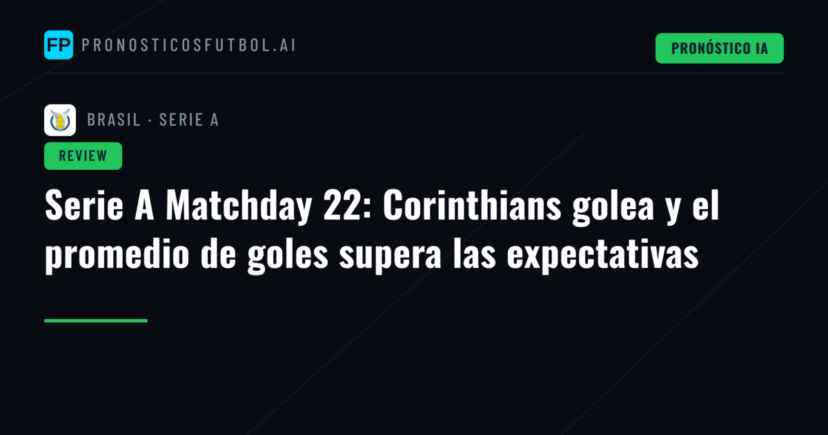 Serie A Matchday 22: Corinthians golea y el promedio de goles supera las expectativas