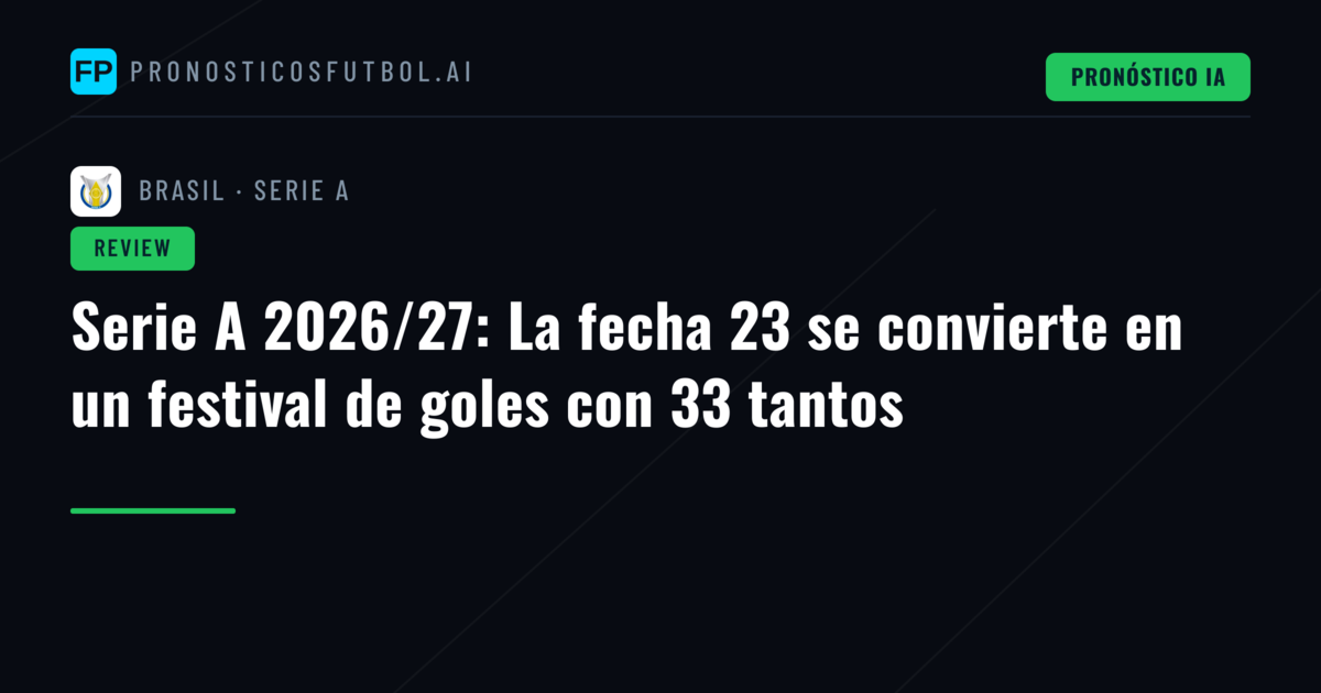 Serie A 2026/27: La fecha 23 se convierte en un festival de goles con 33 tantos