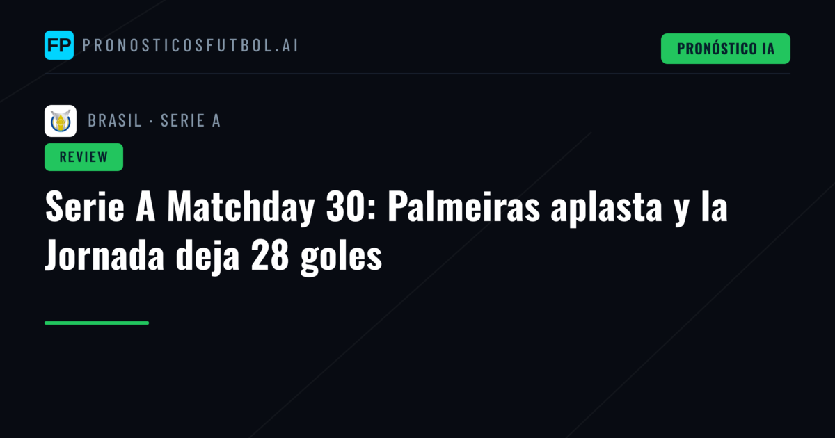 Serie A Matchday 30: Palmeiras aplasta y la Jornada deja 28 goles