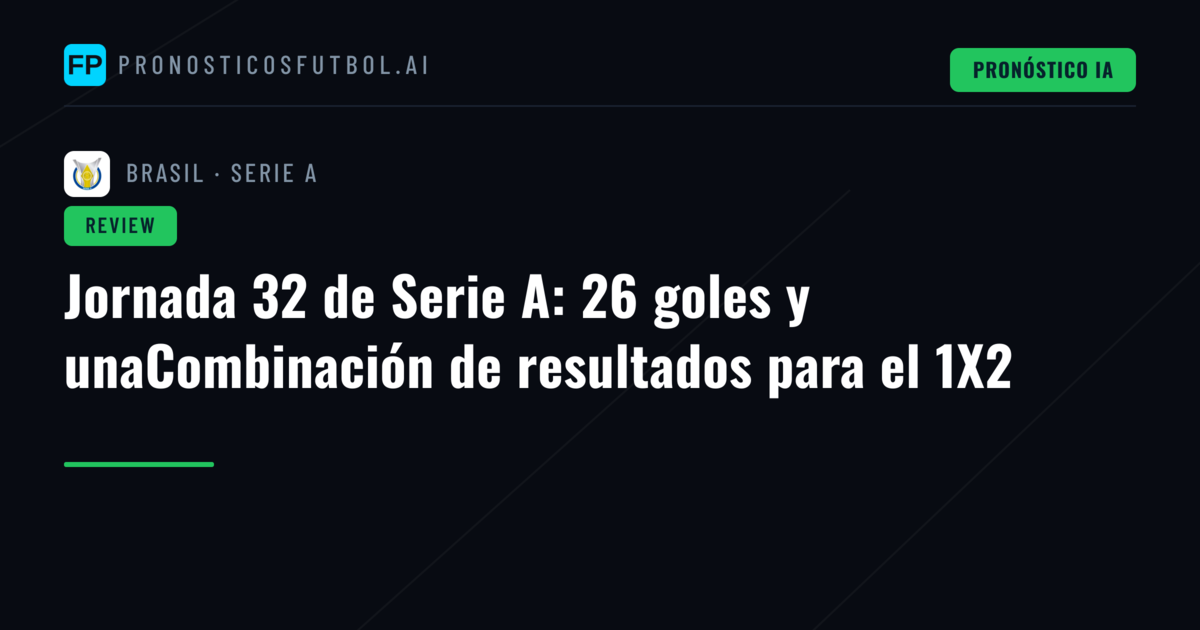 Jornada 32 de Serie A: 26 goles y unaCombinación de resultados para el 1X2