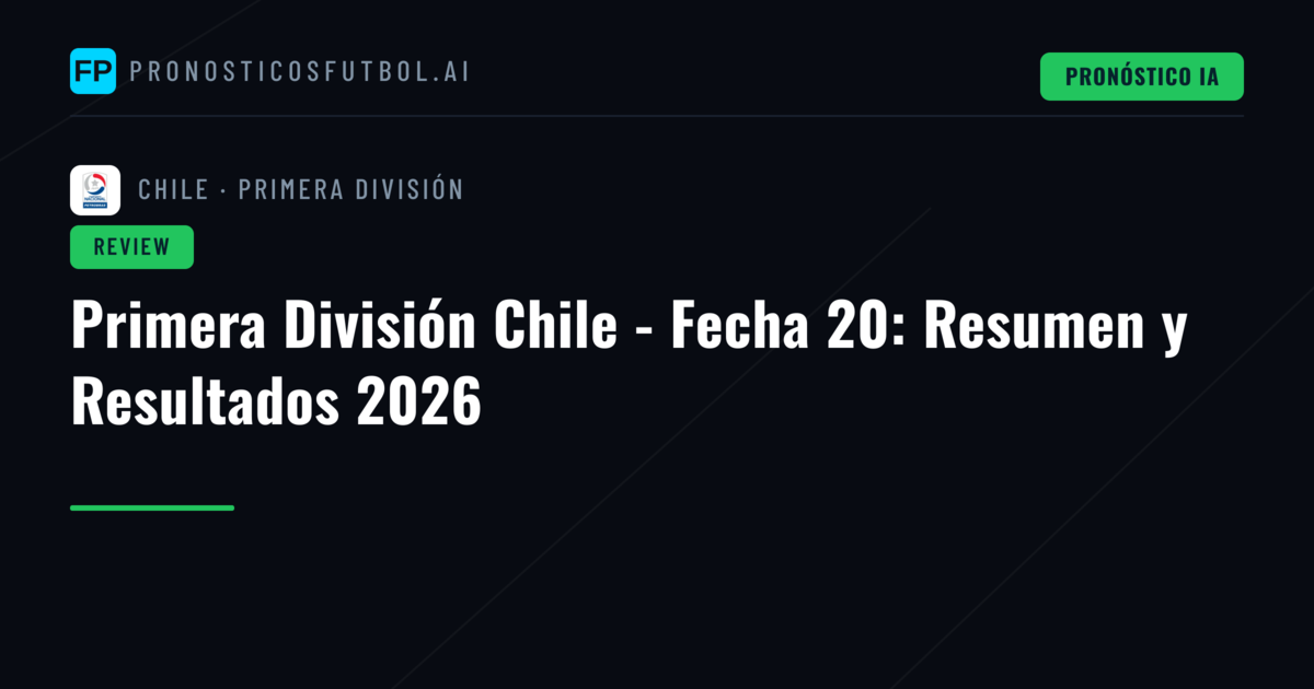 Primera División Chile - Fecha 20: Resumen y Resultados 2026