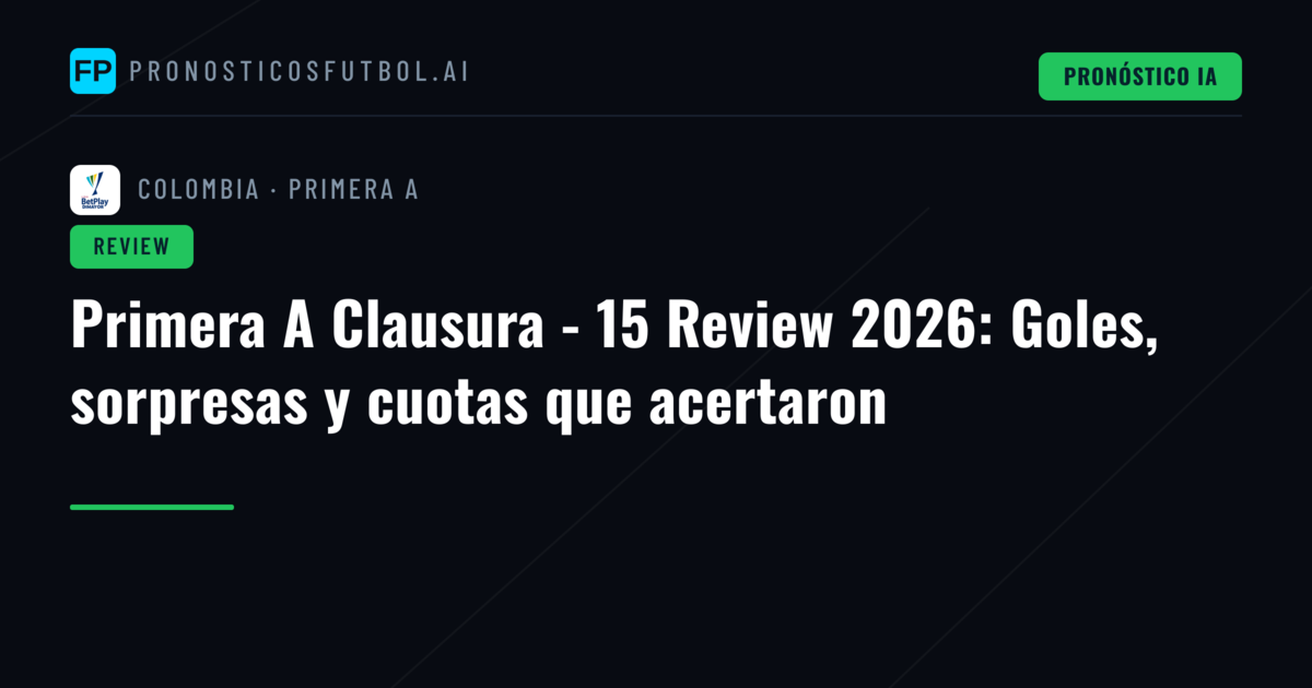 Primera A Clausura - 15 Review 2026: Goles, sorpresas y cuotas que acertaron