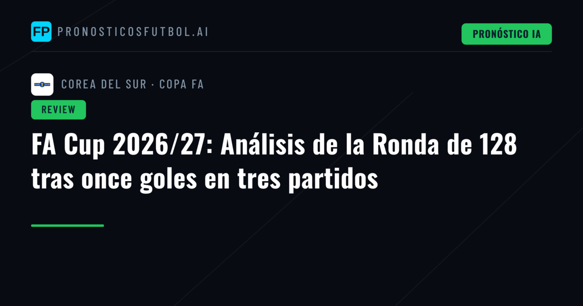 FA Cup 2026/27: Análisis de la Ronda de 128 tras once goles en tres partidos