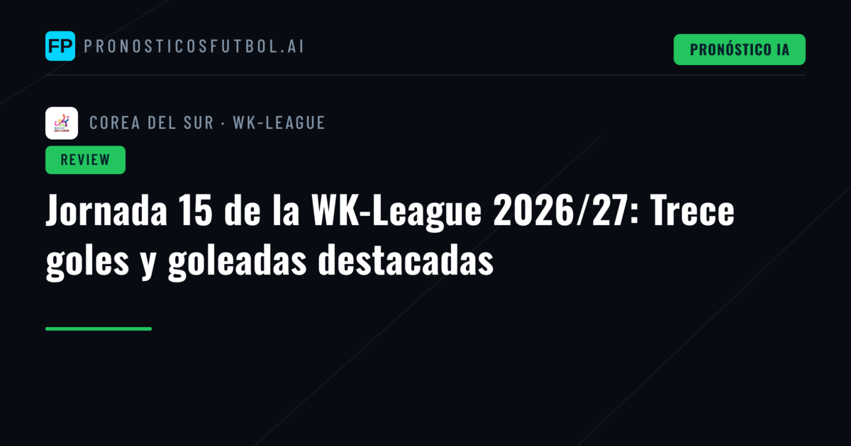 Jornada 15 de la WK-League 2026/27: Trece goles y goleadas destacadas