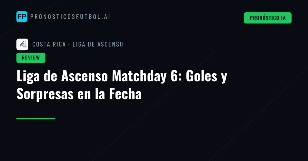Liga de Ascenso Matchday 6: Goles y Sorpresas en la Fecha