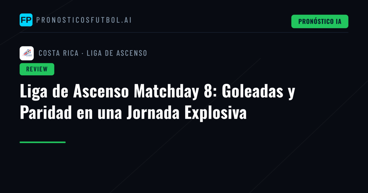 Liga de Ascenso Matchday 8: Goleadas y Paridad en una Jornada Explosiva
