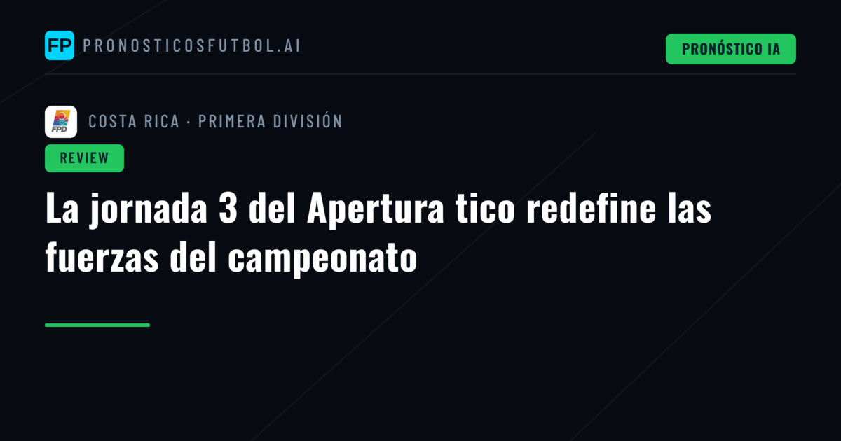La jornada 3 del Apertura tico redefine las fuerzas del campeonato
