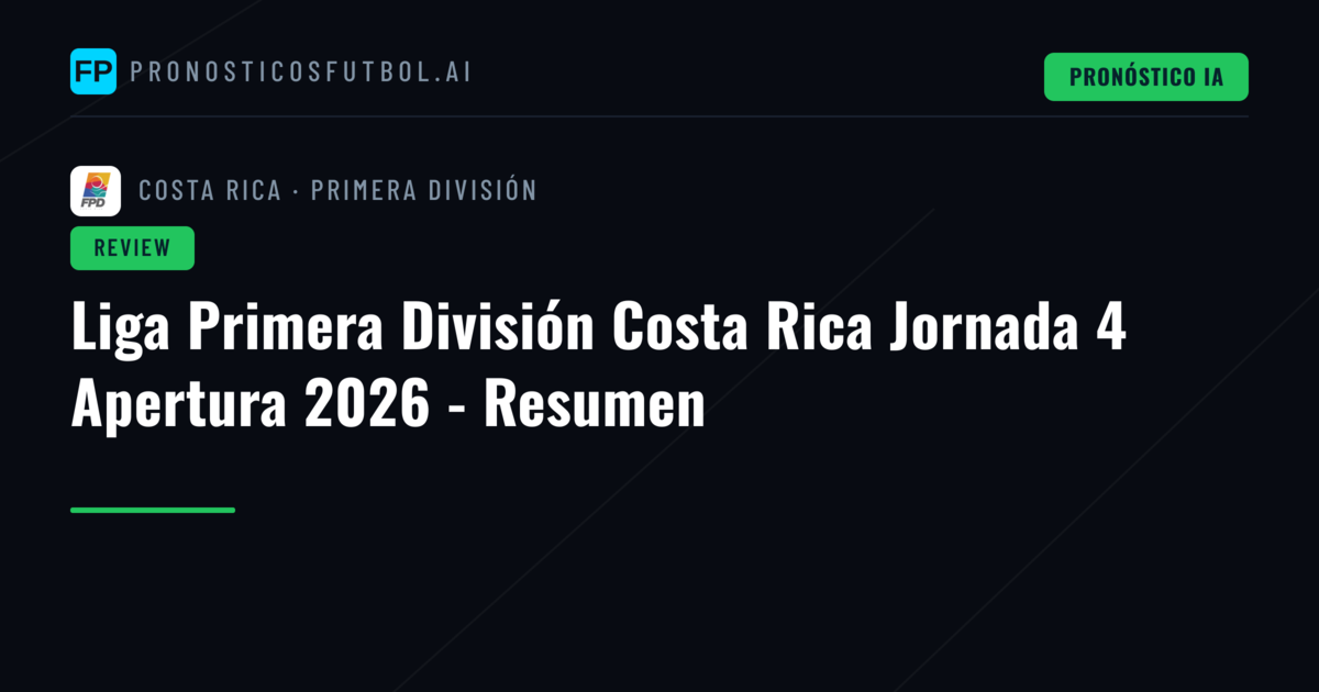 Liga Primera División Costa Rica Jornada 4 Apertura 2026 - Resumen