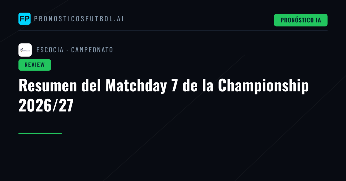 Resumen del Matchday 7 de la Championship 2026/27