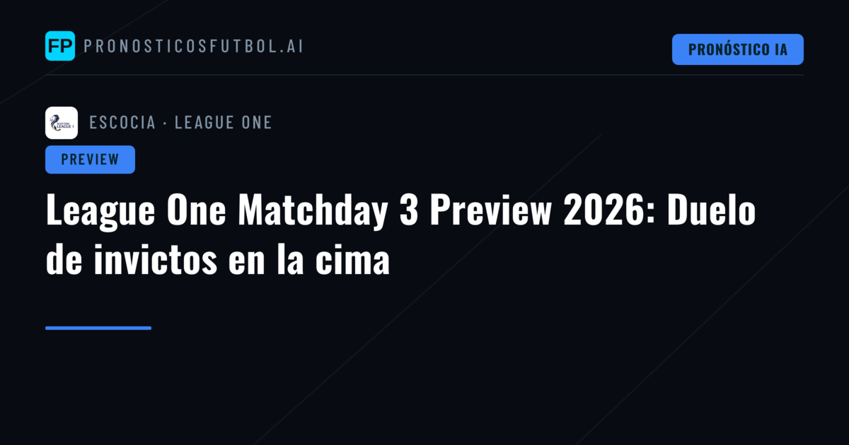League One Matchday 3 Preview 2026: Duelo de invictos en la cima
