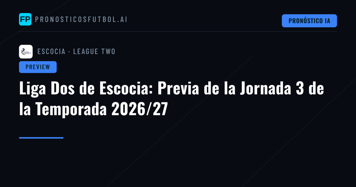 Liga Dos de Escocia: Previa de la Jornada 3 de la Temporada 2026/27