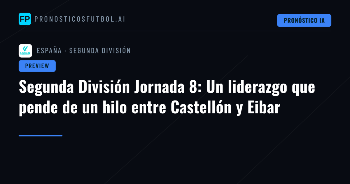 Segunda División Jornada 8: Un liderazgo que pende de un hilo entre Castellón y Eibar