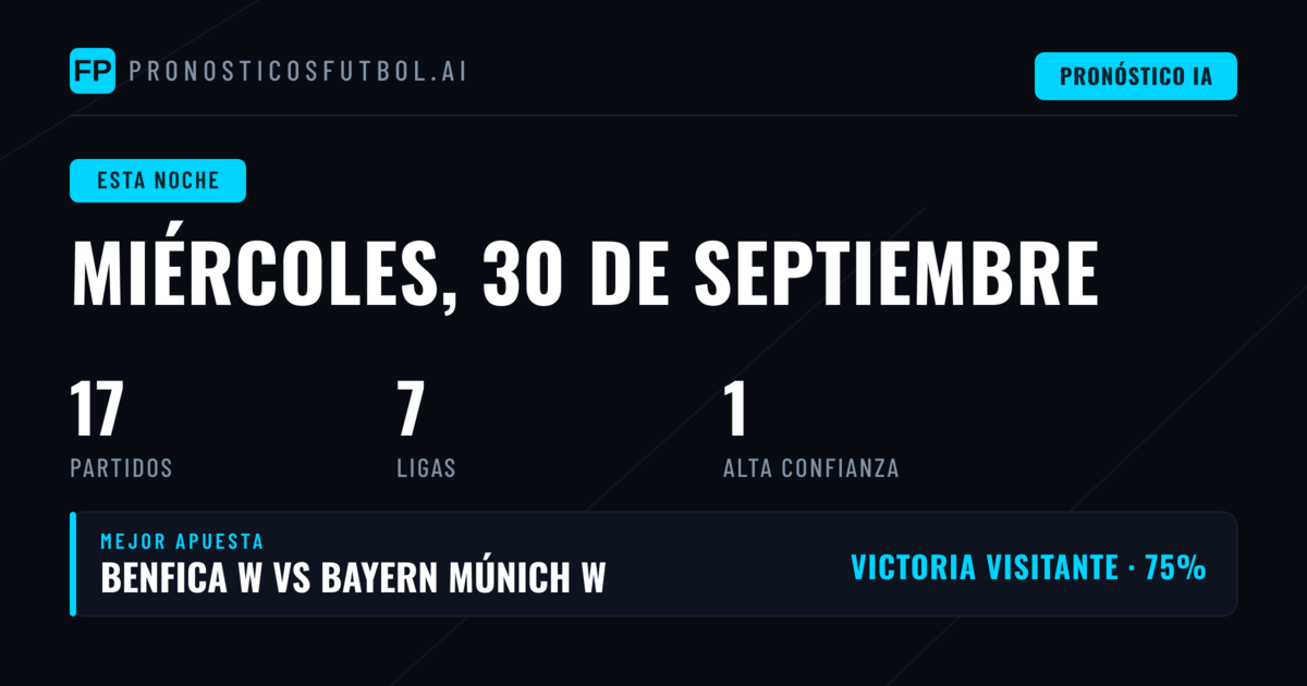 Diecisiete partidos para la noche del miércoles