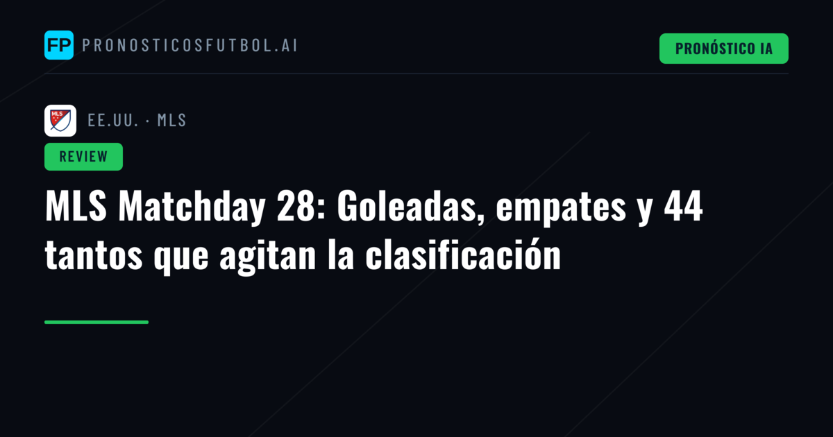 MLS Matchday 28: Goleadas, empates y 44 tantos que agitan la clasificación