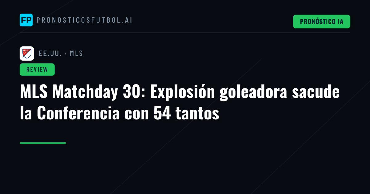 MLS Matchday 30: Explosión goleadora sacude la Conferencia con 54 tantos