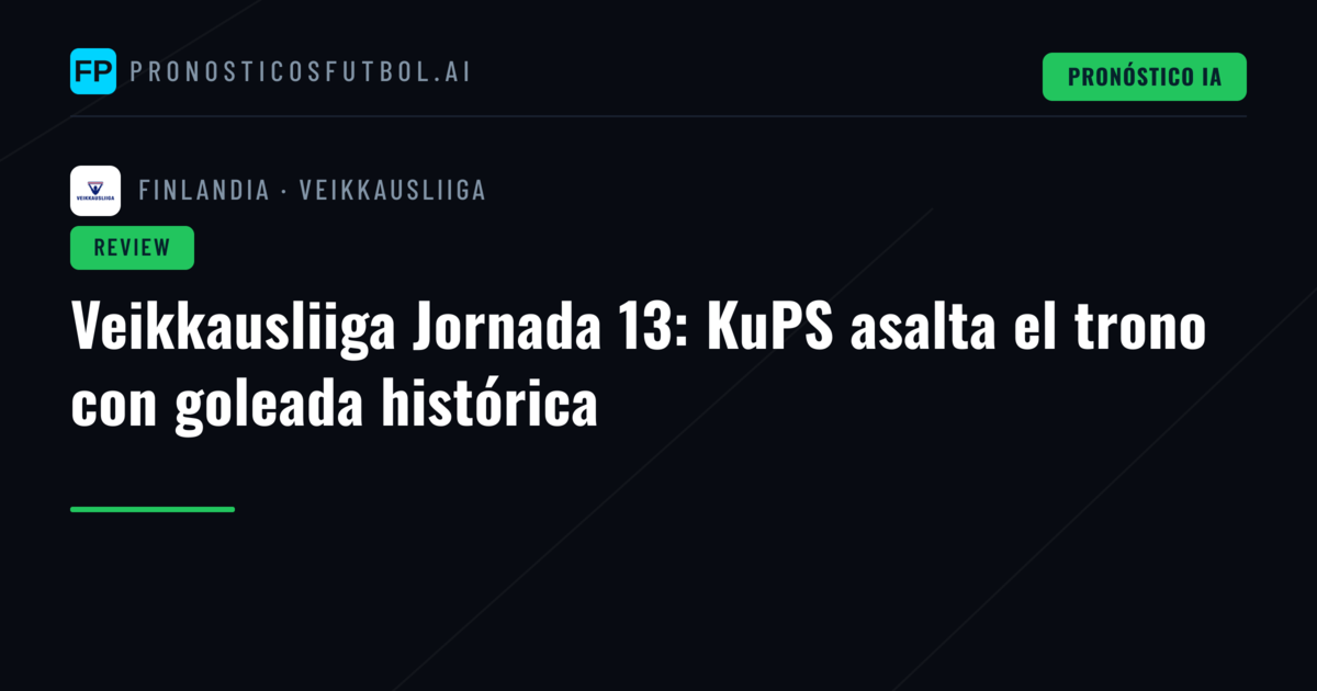 Veikkausliiga Jornada 13: KuPS asalta el trono con goleada histórica