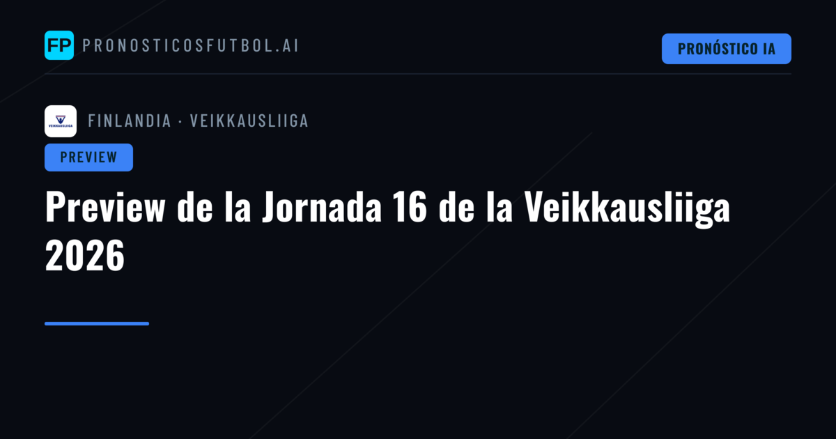 Preview de la Jornada 16 de la Veikkausliiga 2026