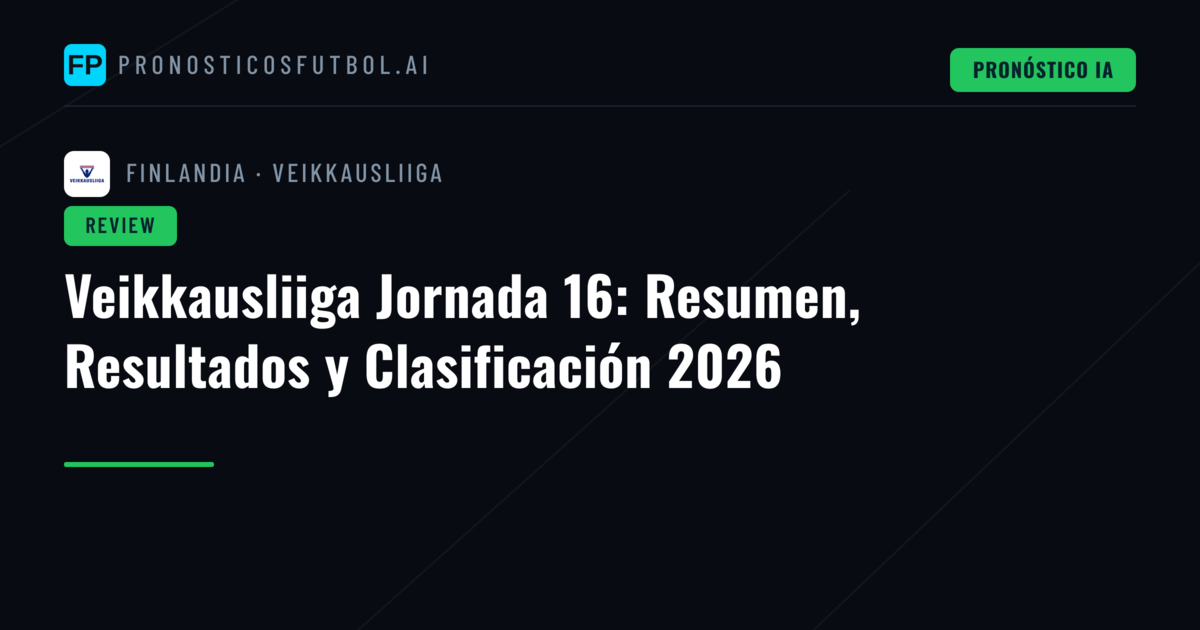 Veikkausliiga Jornada 16: Resumen, Resultados y Clasificación 2026