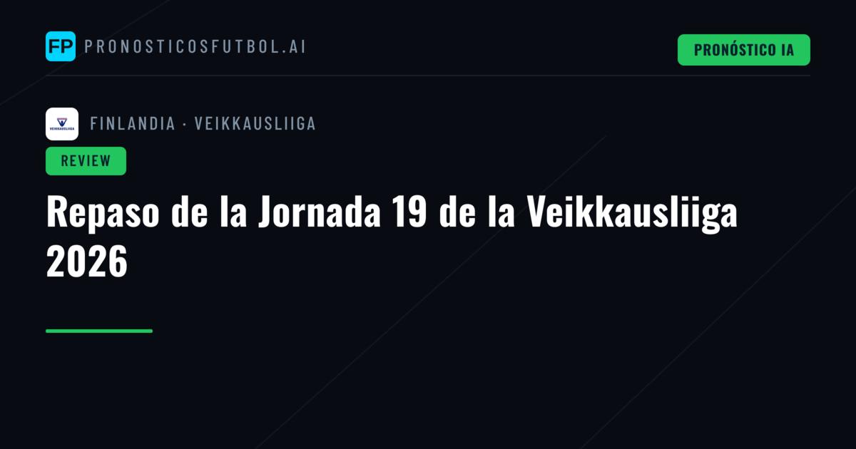 Repaso de la Jornada 19 de la Veikkausliiga 2026