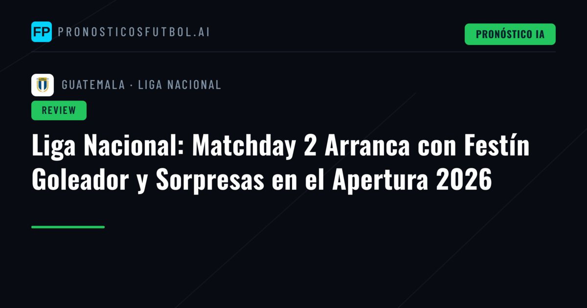 Liga Nacional: Matchday 2 Arranca con Festín Goleador y Sorpresas en el Apertura 2026