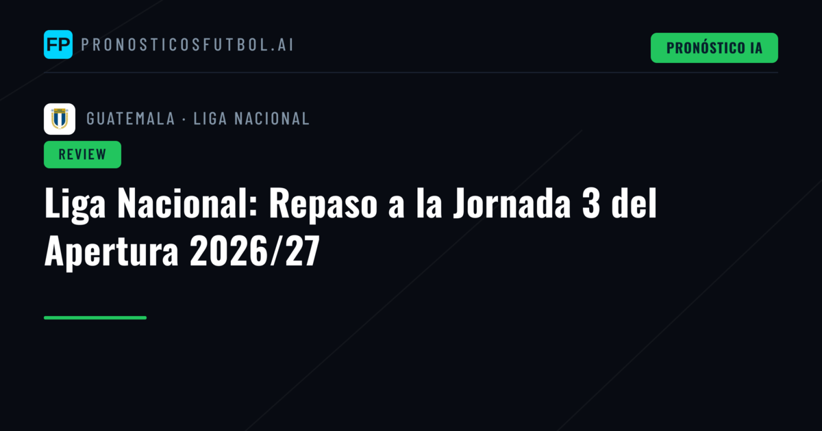 Liga Nacional: Repaso a la Jornada 3 del Apertura 2026/27