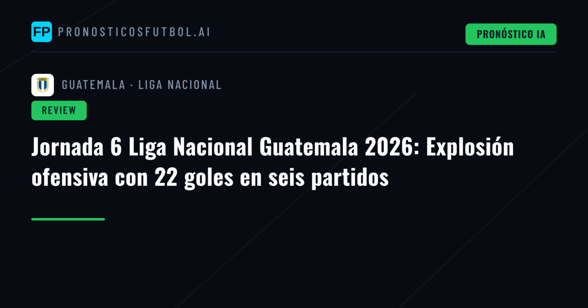 Jornada 6 Liga Nacional Guatemala 2026: Explosión ofensiva con 22 goles en seis partidos