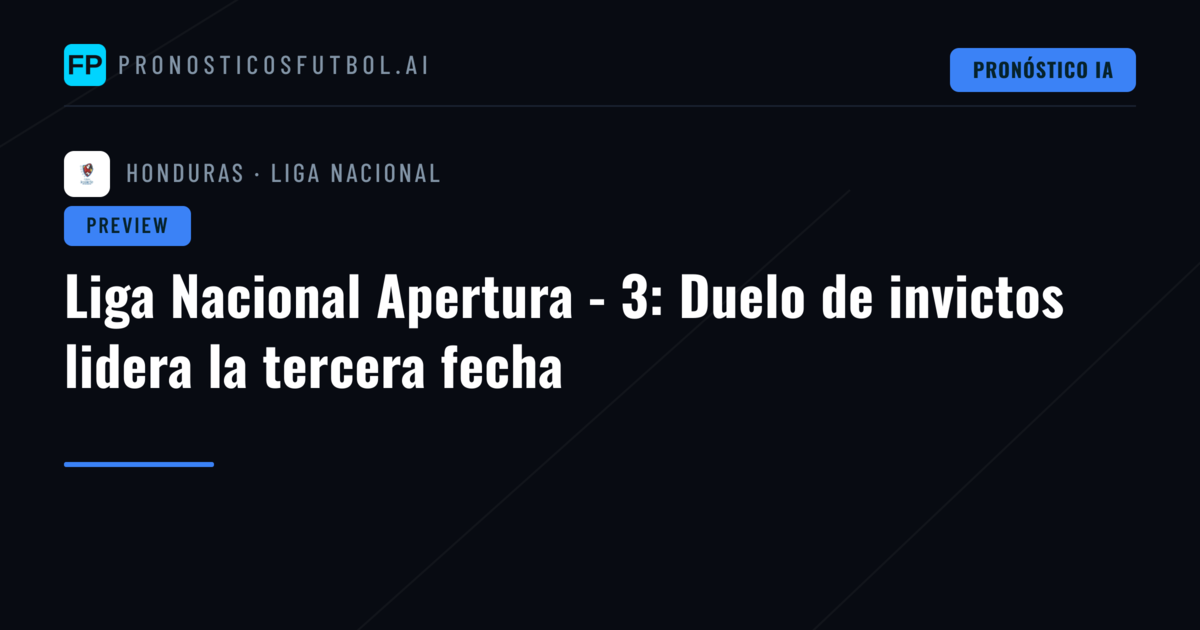 Liga Nacional Apertura - 3: Duelo de invictos lidera la tercera fecha