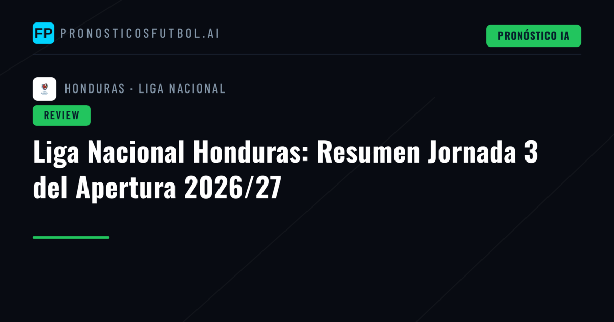 Liga Nacional Honduras: Resumen Jornada 3 del Apertura 2026/27