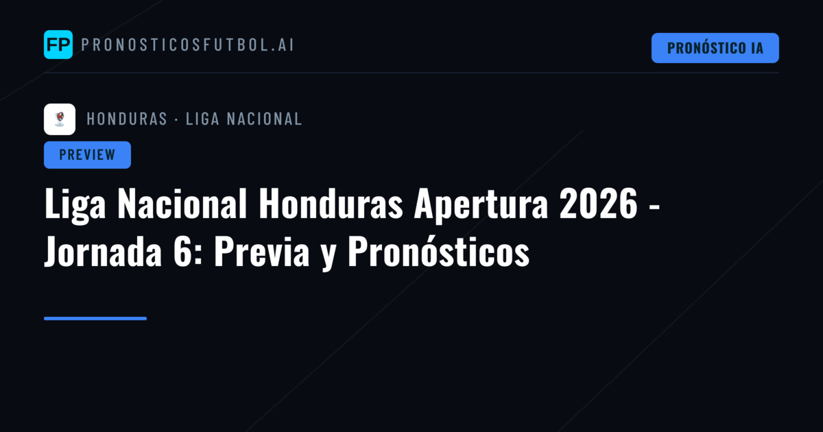 Liga Nacional Honduras Apertura 2026 - Jornada 6: Previa y Pronósticos