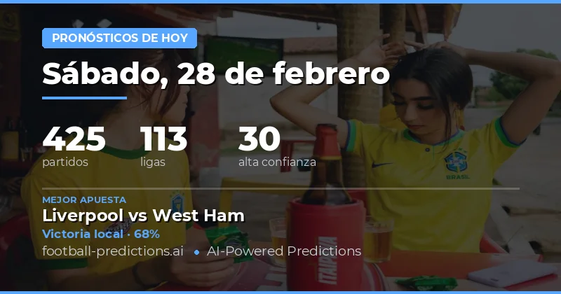 Pronósticos fútbol 28 de febrero 2026: mejores apuestas y análisis
