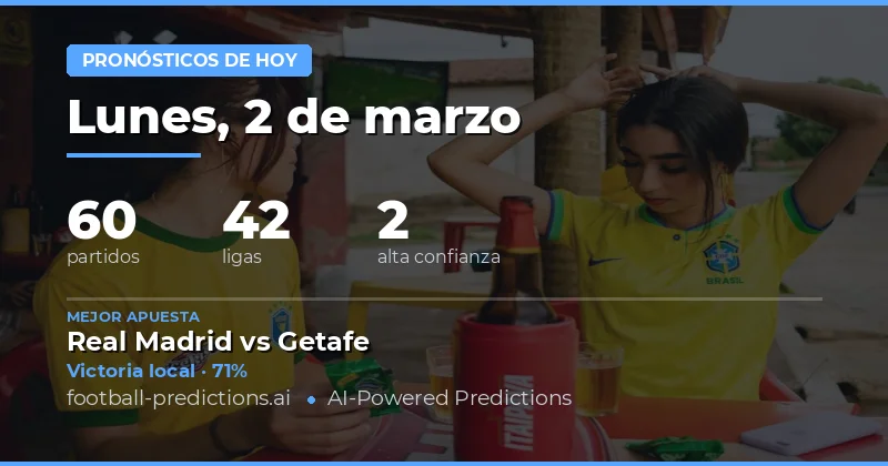 Introducción
La jornada del 2 de marzo de 2026 nos trae un calendario repleto de encuentros que abarcan desde la élite europea hasta ligas menos conocidas, pero no por ello menos interesantes. La t...