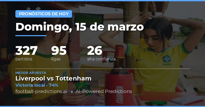 Pronósticos fútbol Hoy 15 marzo 2026: mejores apuestas