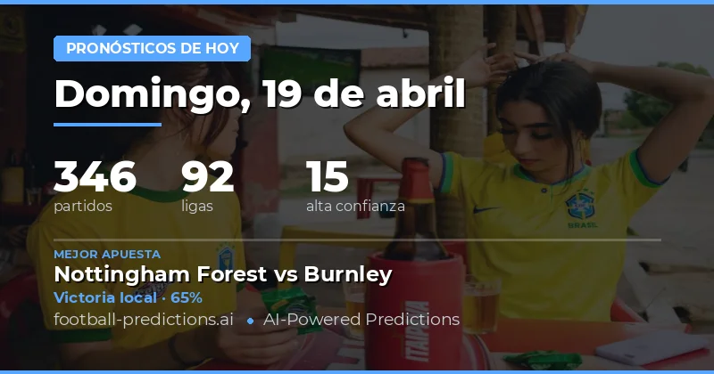 Pronósticos de partidos del 19 de abril de 2026