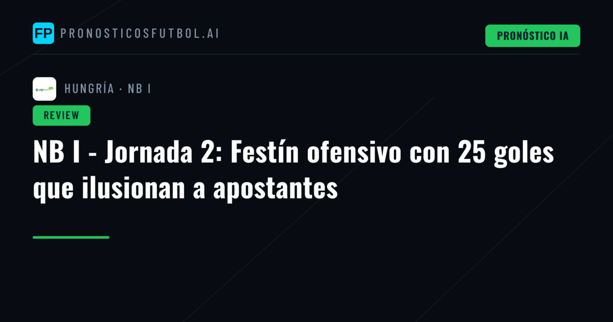 NB I - Jornada 2: Festín ofensivo con 25 goles que ilusionan a apostantes